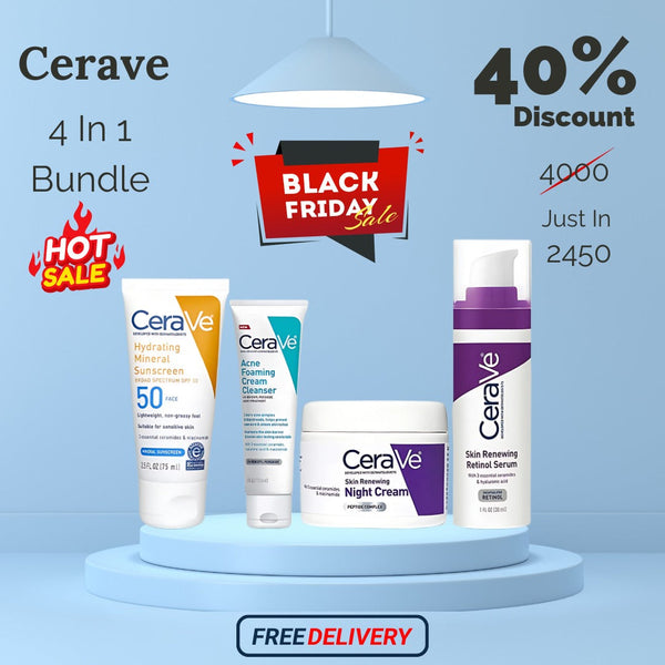 CeraVe CERAVE 4-in-1 Skincare Kit | Cleanser, Night Cream, Retinol Serum & Sunscreen